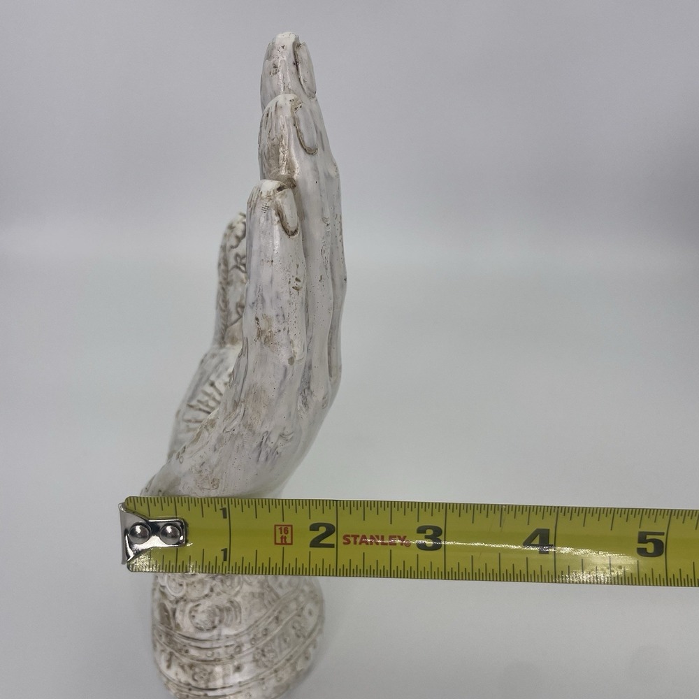 Hamsa Hand of Fatima Protection Statue~ Spiritual Palmistry 7" Carved Resin - Picture 9 of 9